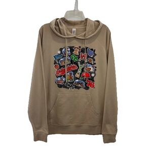 Philadelphia Graphic Print Pullover Hoodie Juniors Large Tan Mid Pocket Terry